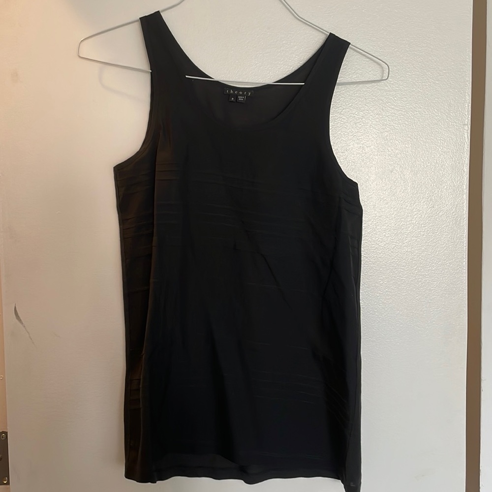 Theory top with silky material front and cotton back